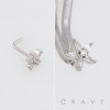 DIMENSIONAL MULTI CZ STAR POLISH 316L SURGICAL STEEL L-SHAPE NOSE RING